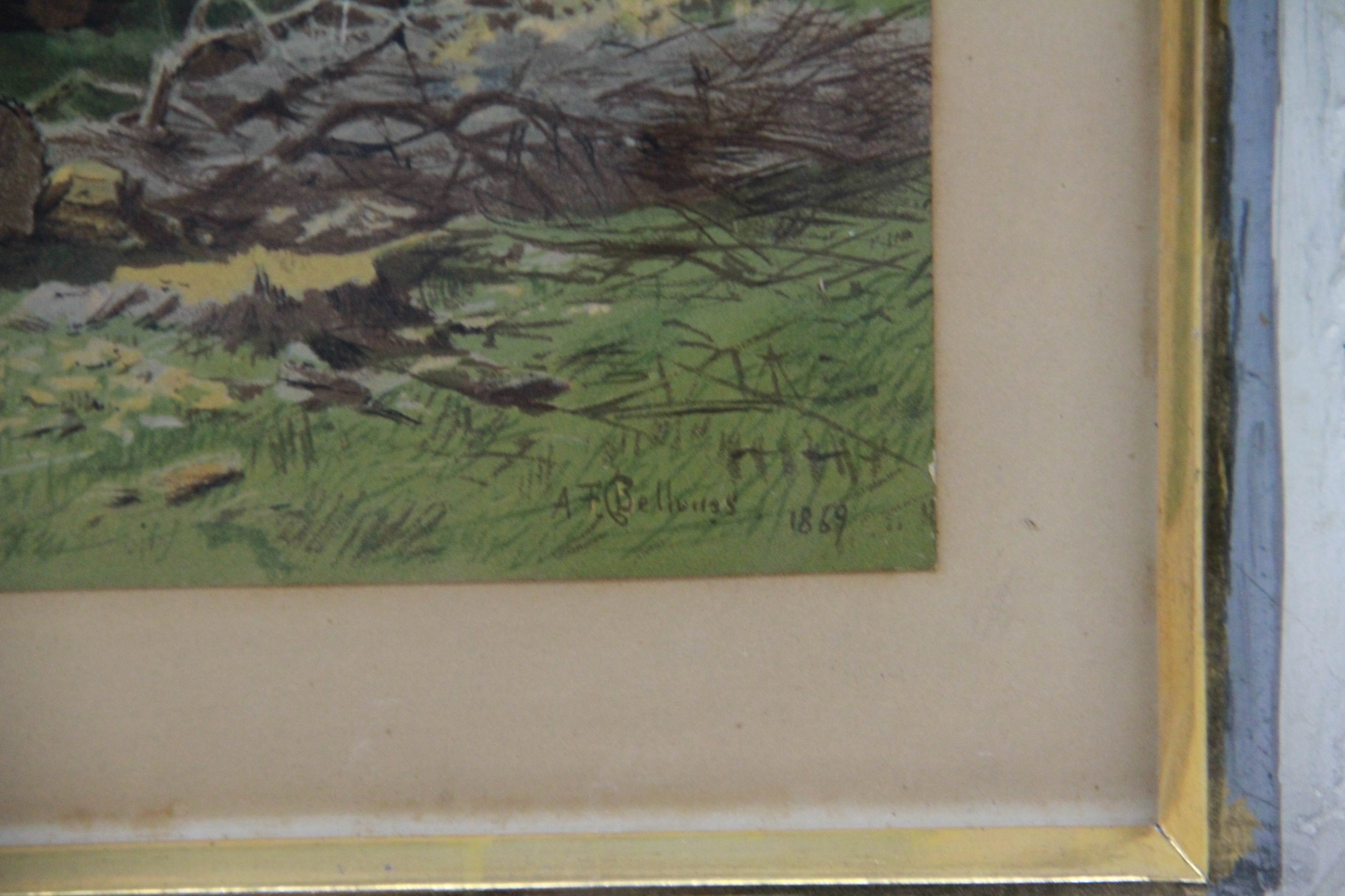 Original 1869 Albert Fitch Bellows Rural Watercolor