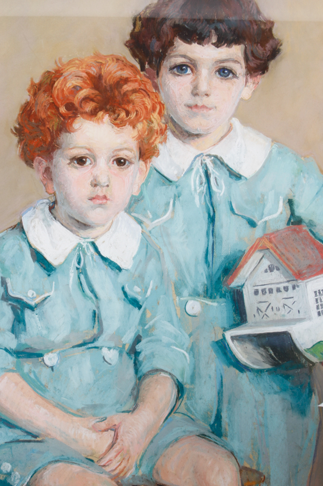 Emily B. Waite Portrait of Children Pastel on Board