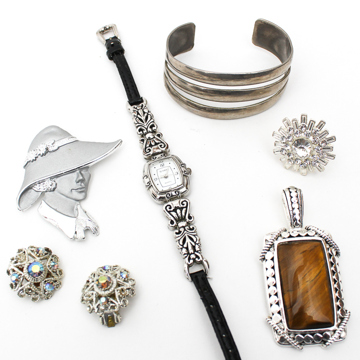 Collection of Silver-Toned Costume Jewelry