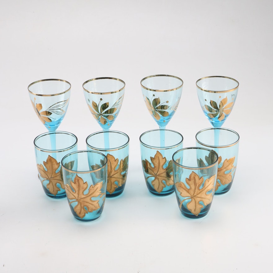 Blue and Gold Tone Oak Leaf Glasses