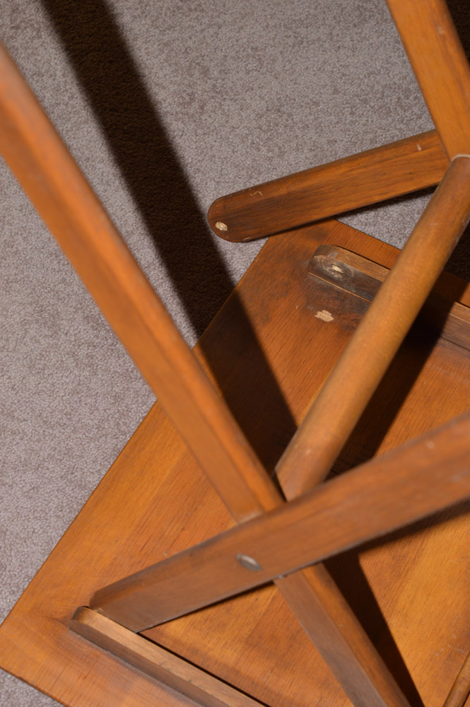 Set of Four Folding Wood Tray Tables