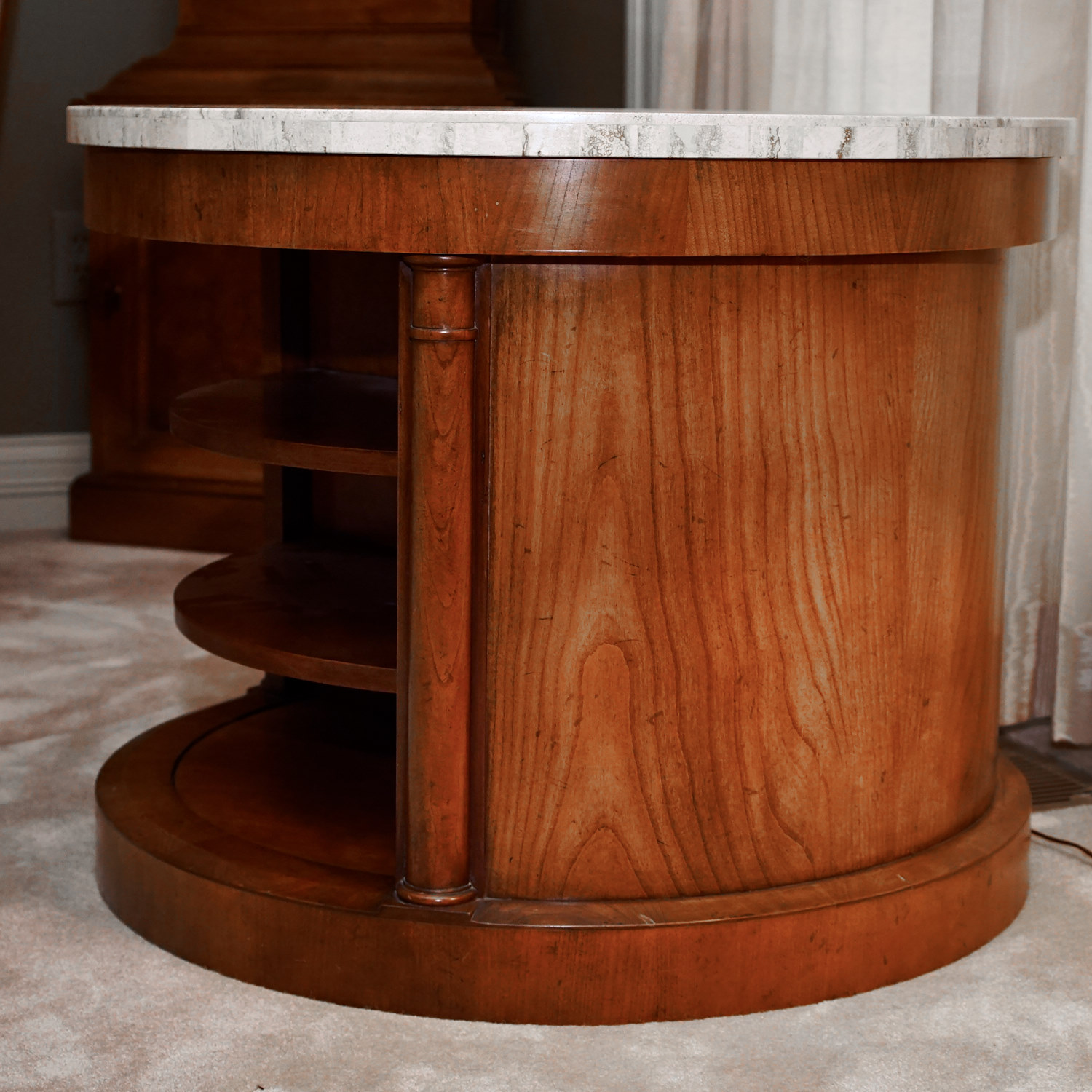 Baker Furniture Round Stone Top Side Table