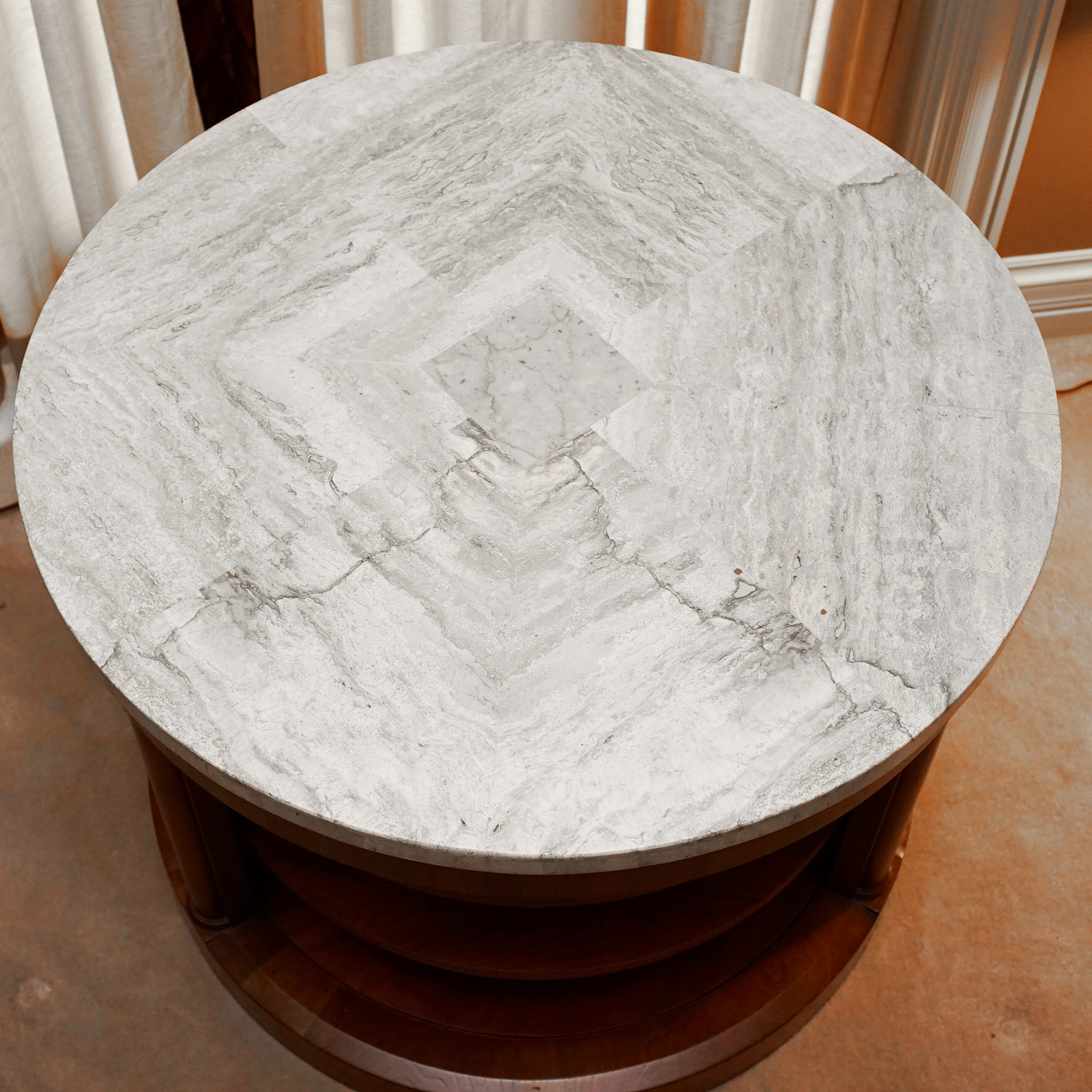 Baker Furniture Round Stone Top Side Table