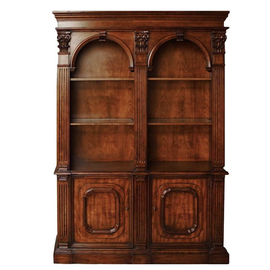 Open Double Arch Walnut Bookcase