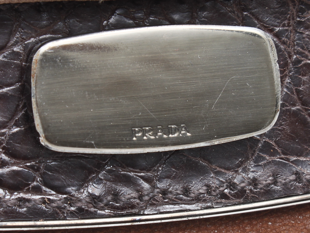 Prada Vintage Rhinestone and Brown Suede Purse