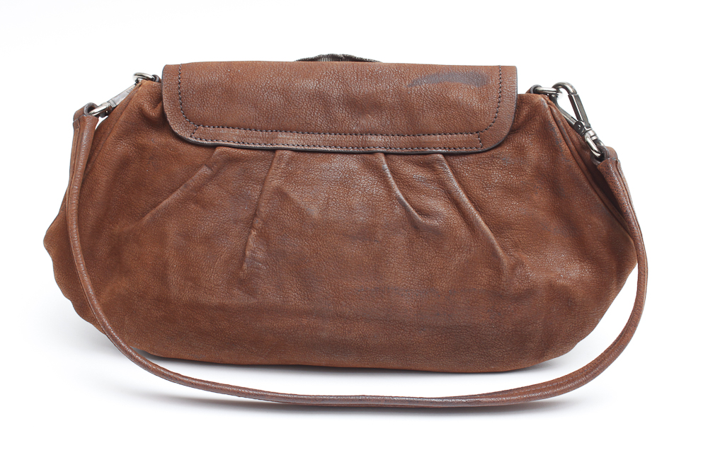 Prada Vintage Rhinestone and Brown Suede Purse