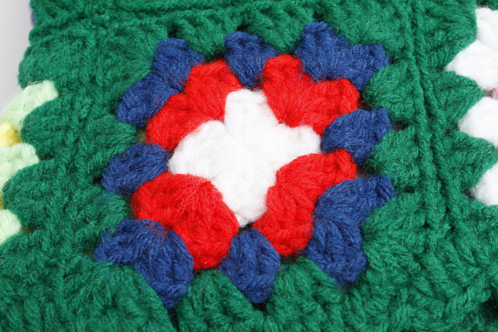 Multi-Colored Hand Crocheted Vintage Blanket