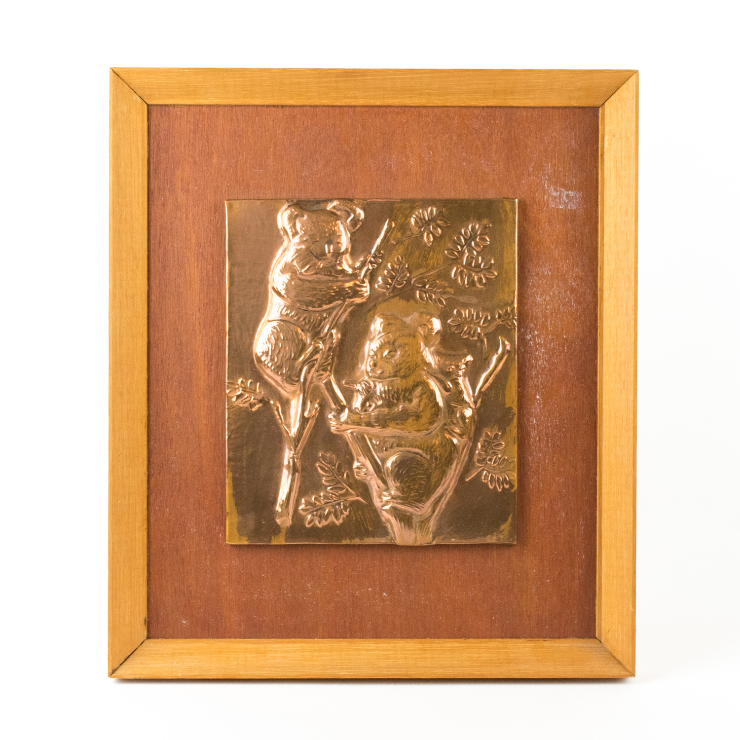 Two Vintage Hammered Copper Framed Wall Hangings