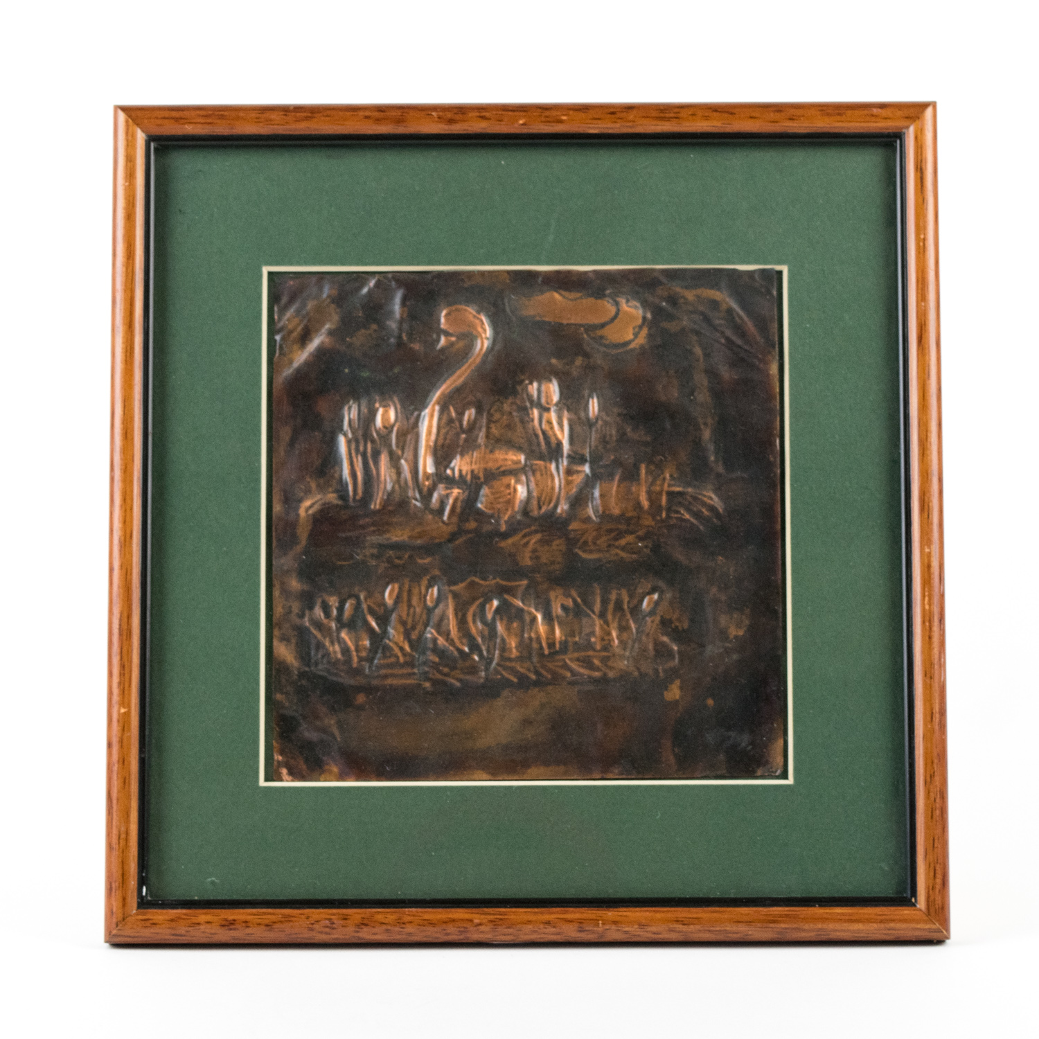 Two Vintage Hammered Copper Framed Wall Hangings