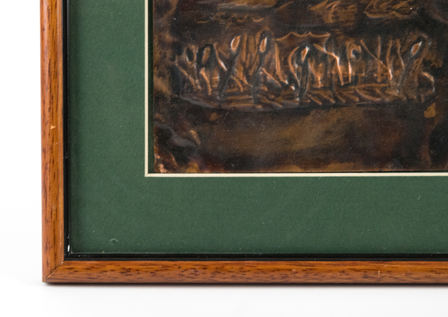 Two Vintage Hammered Copper Framed Wall Hangings