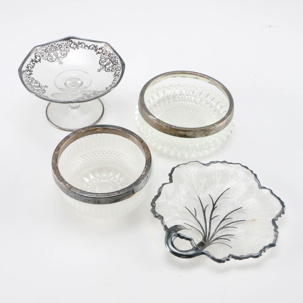 Antique Silver Overlay Glass Decor Collection