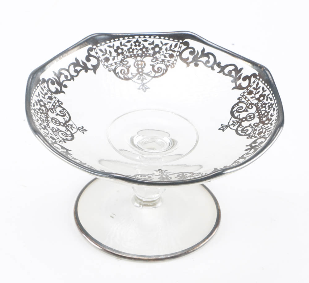 Antique Silver Overlay Glass Decor Collection