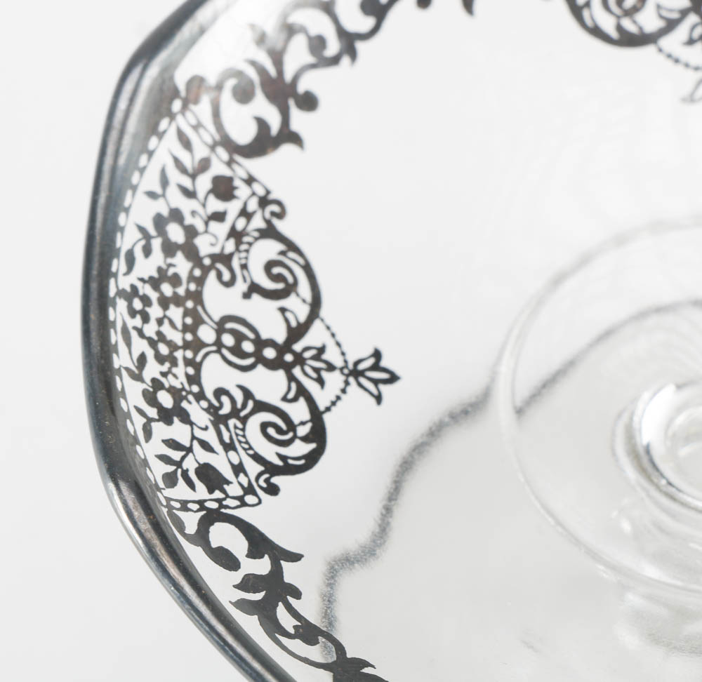 Antique Silver Overlay Glass Decor Collection
