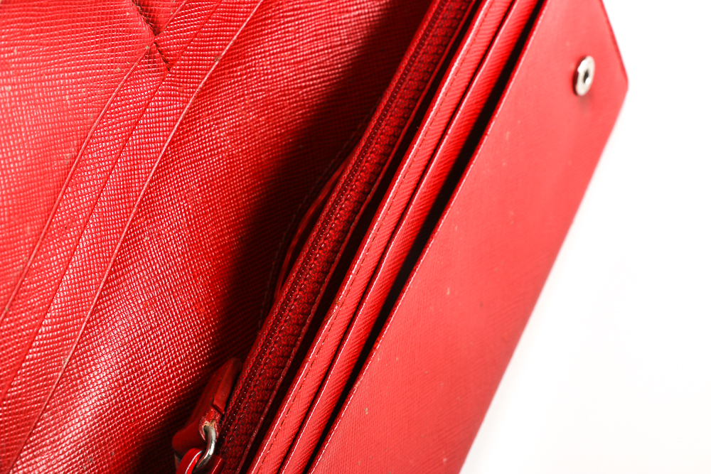 Vintage Red Leather Prada Wallet