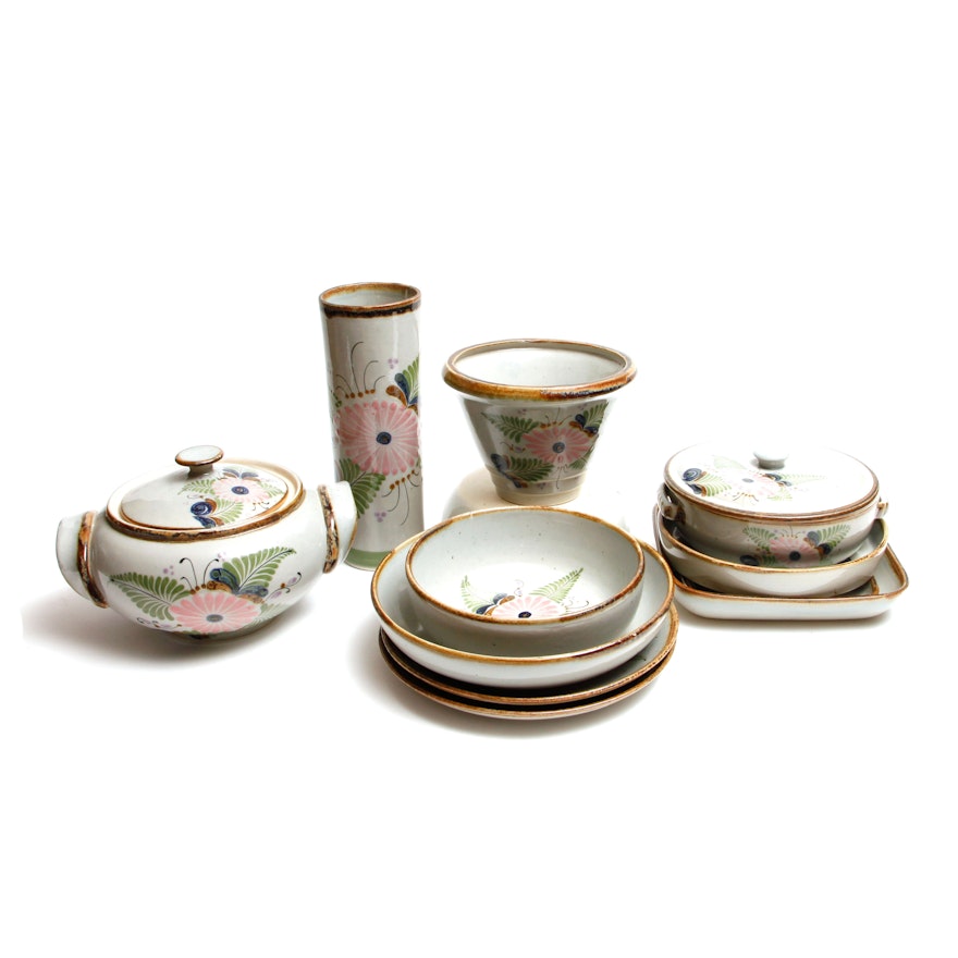 Collection of Pastel Pattern Mexican Stoneware by El Palomar