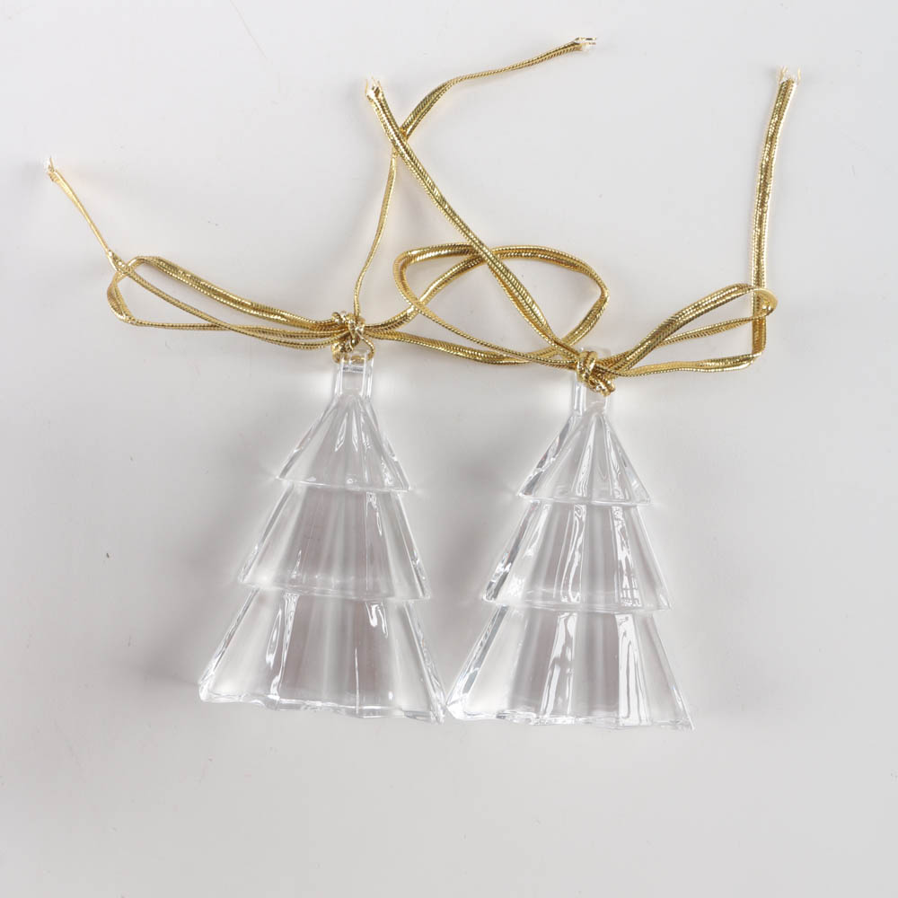 Pair of Orrefors Crystal Christmas Ornaments