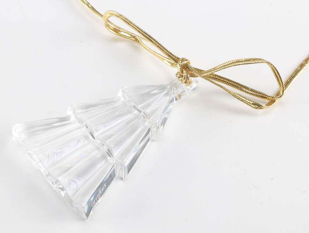 Pair of Orrefors Crystal Christmas Ornaments