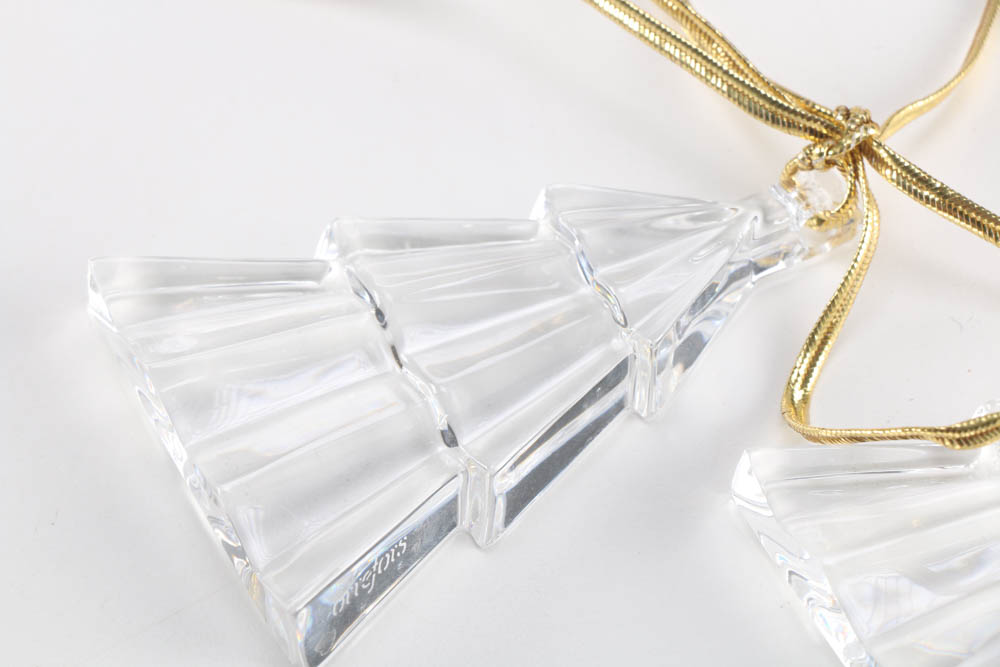 Pair of Orrefors Crystal Christmas Ornaments