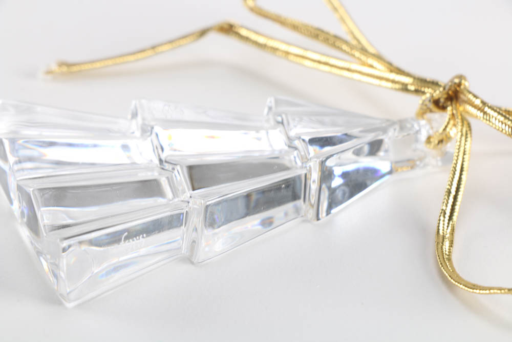 Pair of Orrefors Crystal Christmas Ornaments