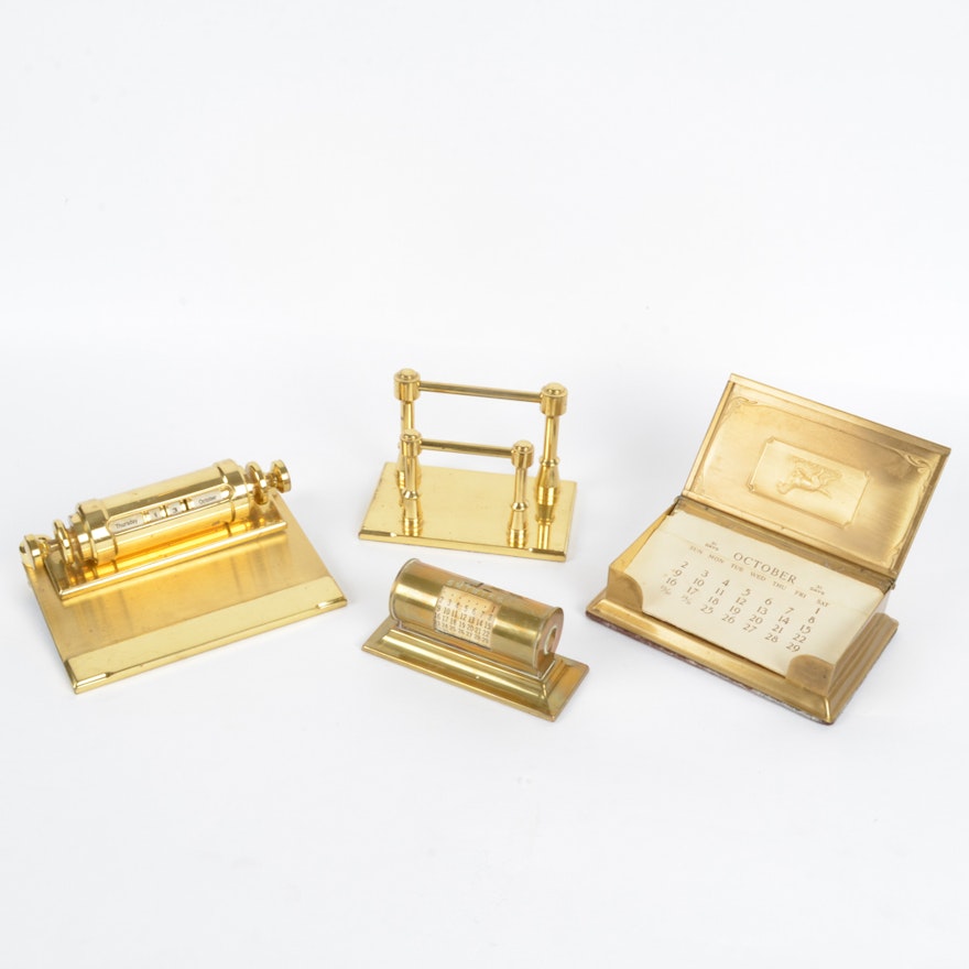 Vintage Brass Desk Accessories