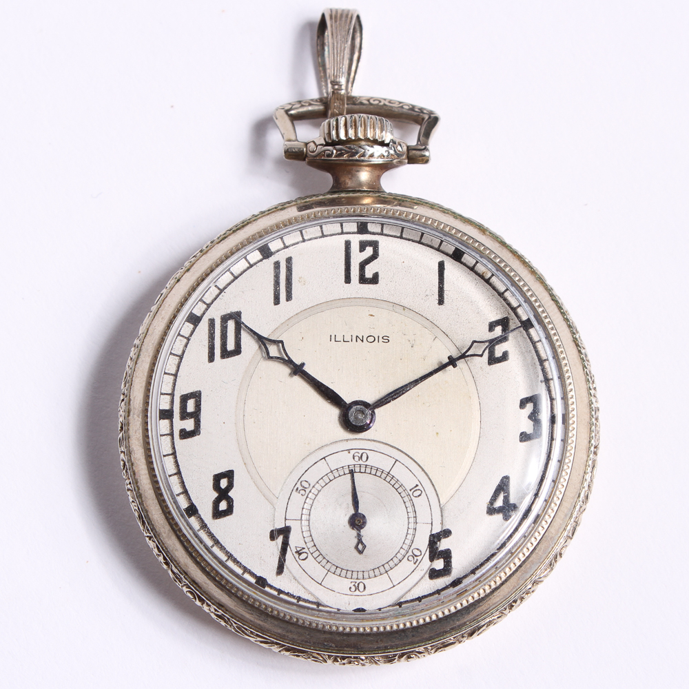 14K Gold Filled Illinois Open Face Pocket Watch