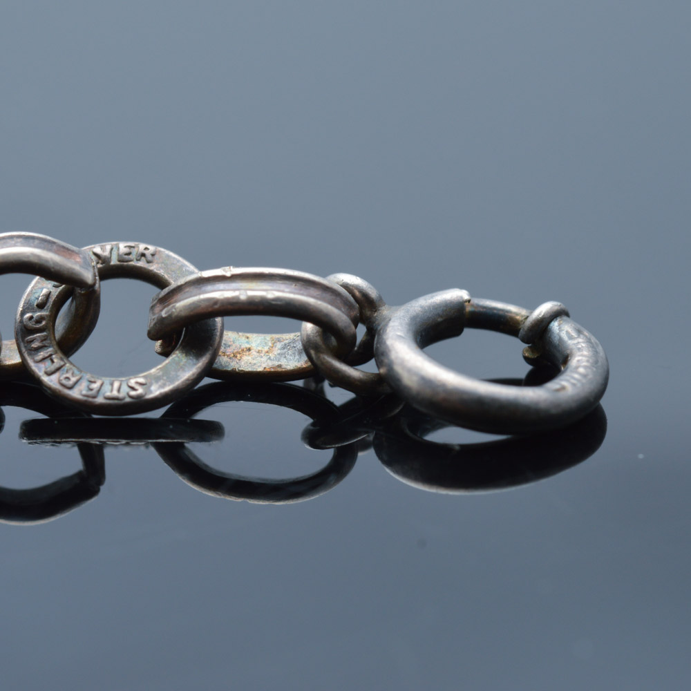 Sterling Silver and Imitation Jade Bracelet