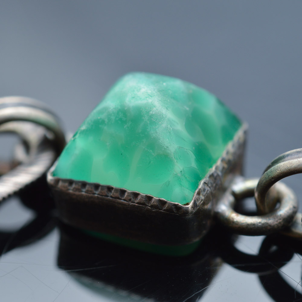 Sterling Silver and Imitation Jade Bracelet