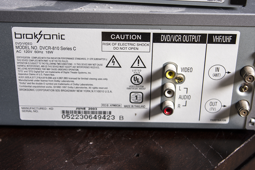 Panasonic Blu-ray and Broksonic DVD/VCR Player