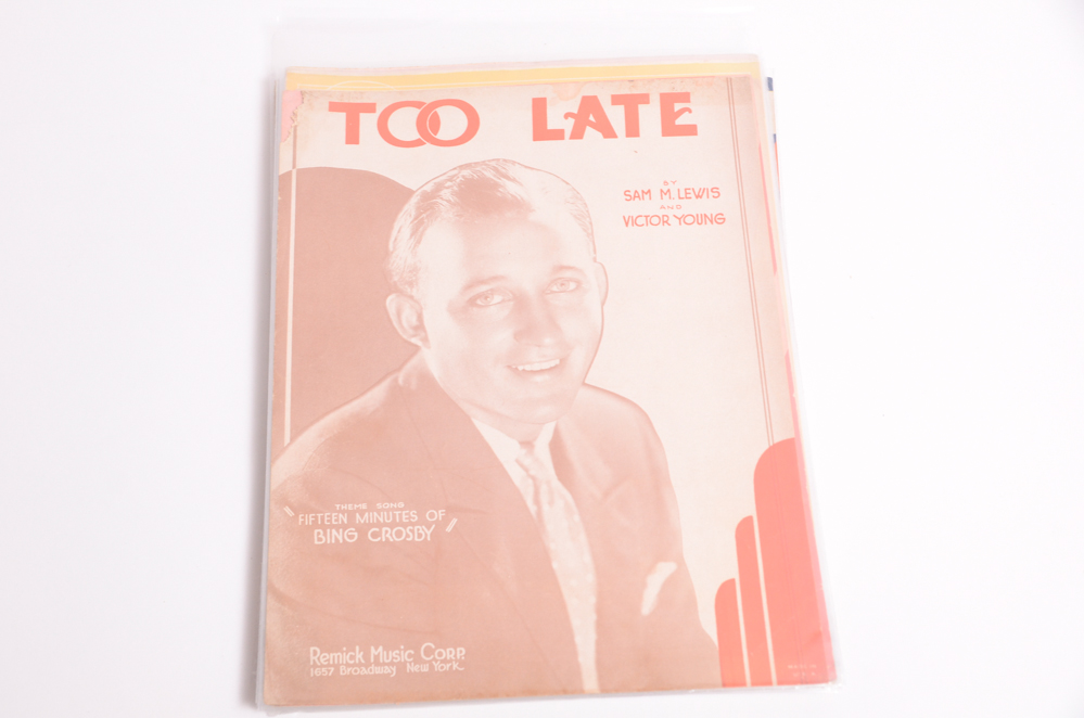 Vintage Sheet Music with Covers Featuring Hollywood Stars