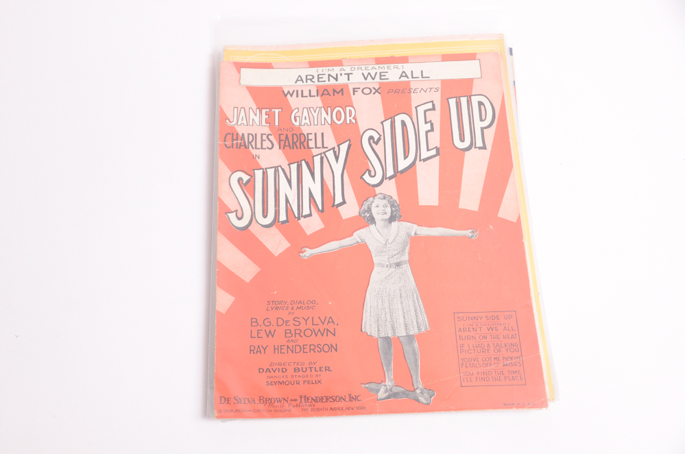 Vintage Sheet Music with Covers Featuring Hollywood Stars