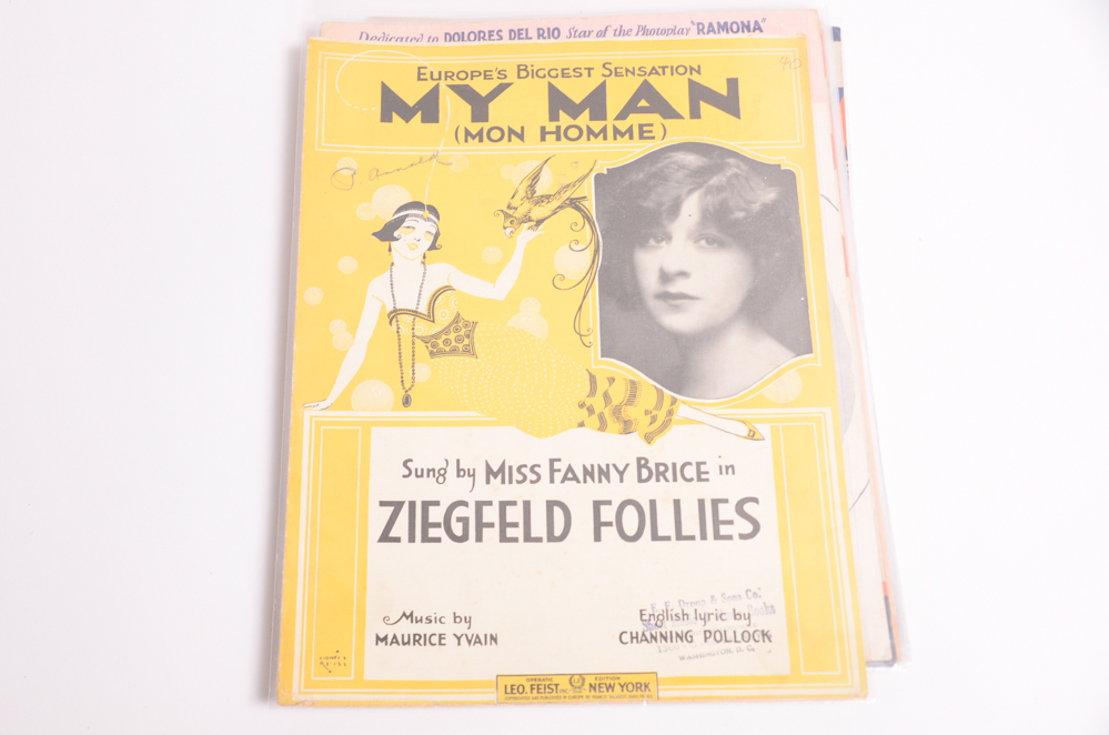 Vintage Sheet Music with Covers Featuring Hollywood Stars