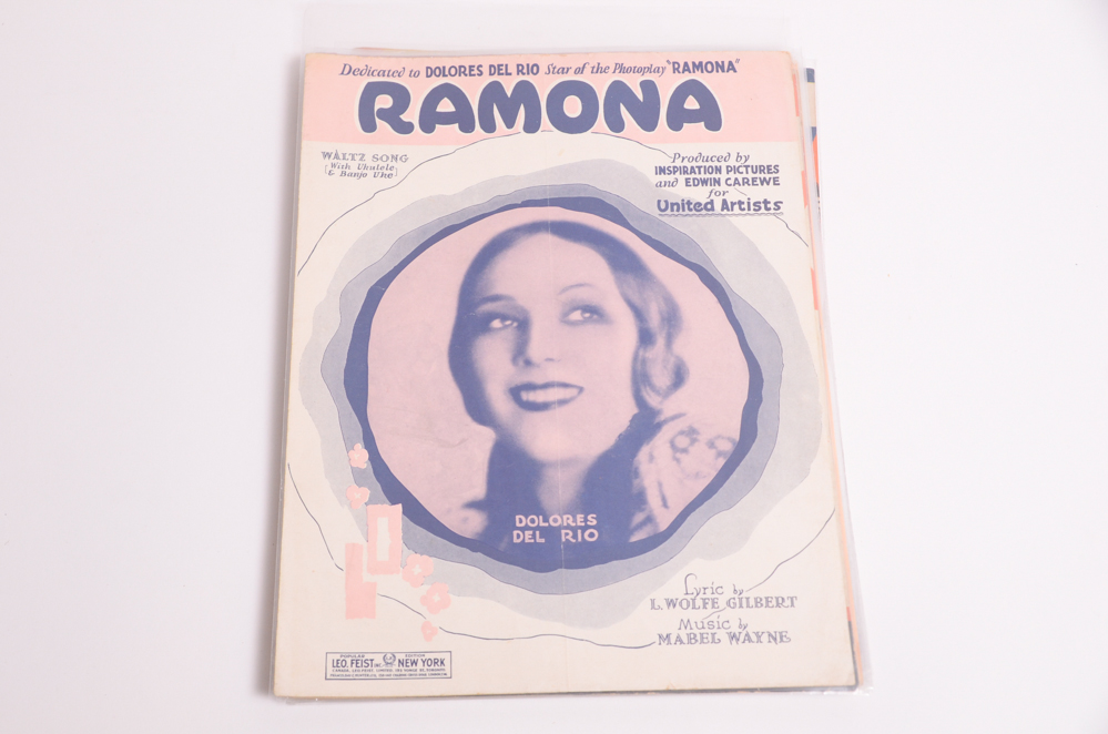 Vintage Sheet Music with Covers Featuring Hollywood Stars