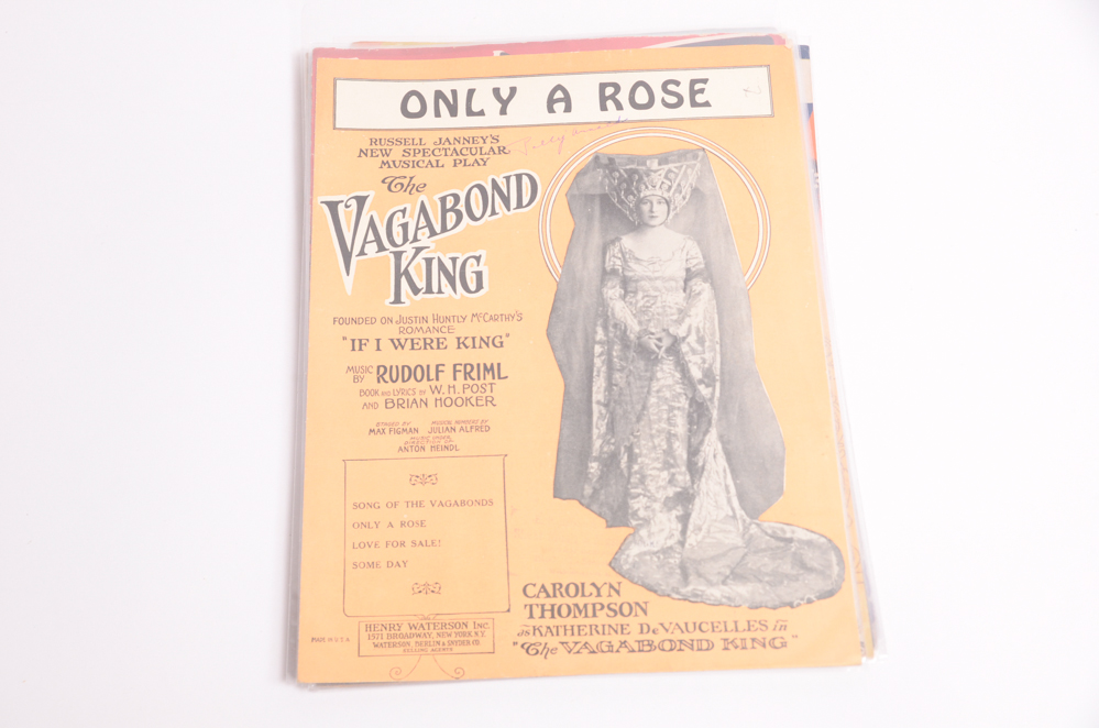 Vintage Sheet Music with Covers Featuring Hollywood Stars