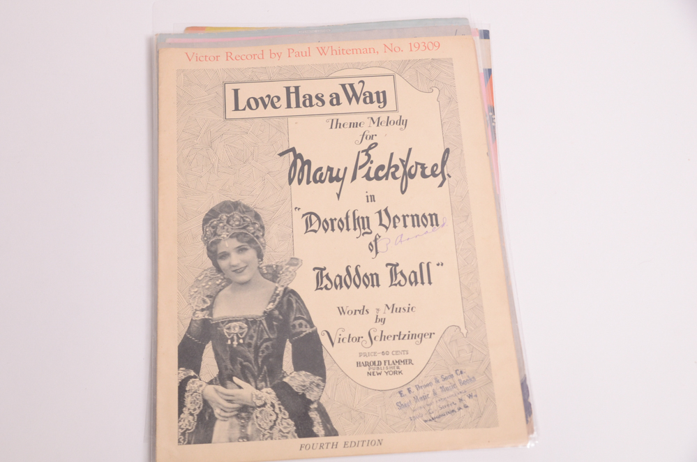 Vintage Sheet Music with Covers Featuring Hollywood Stars