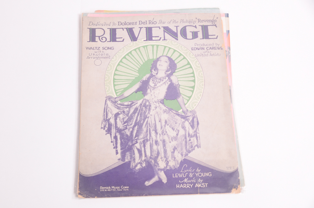 Vintage Sheet Music with Covers Featuring Hollywood Stars