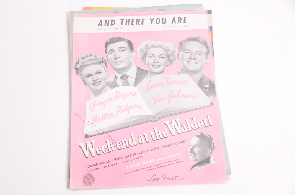 Vintage Sheet Music with Covers Featuring Hollywood Stars