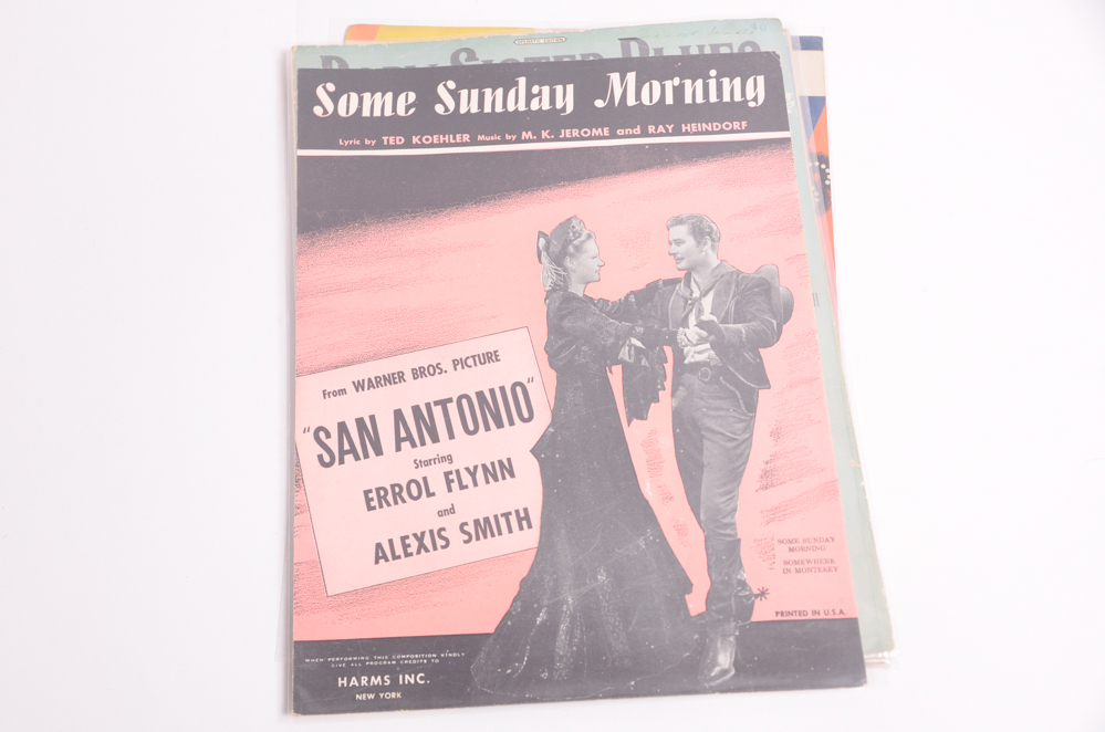 Vintage Sheet Music with Covers Featuring Hollywood Stars