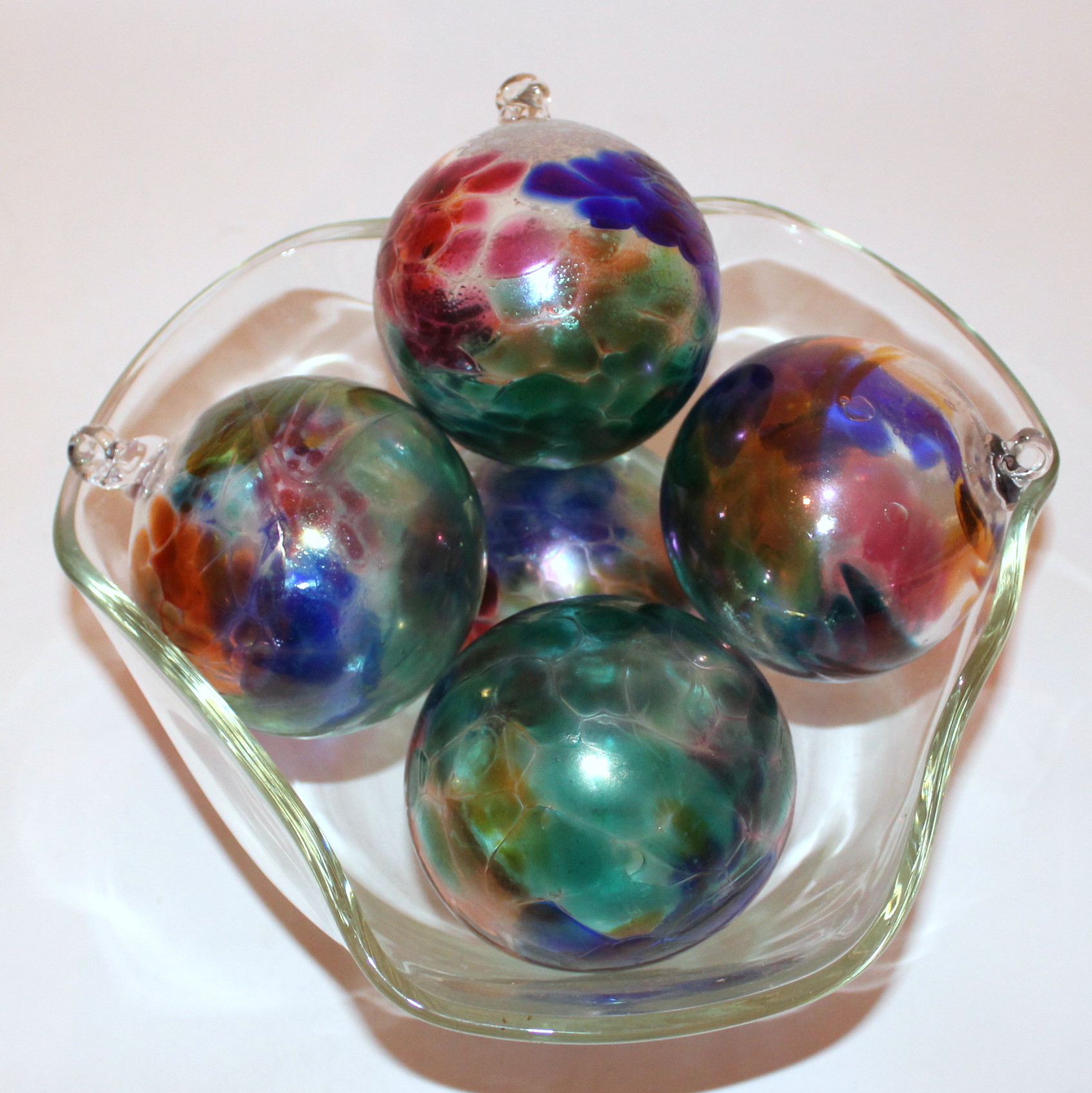 Volcanic Ash Glass Balls and Bowl