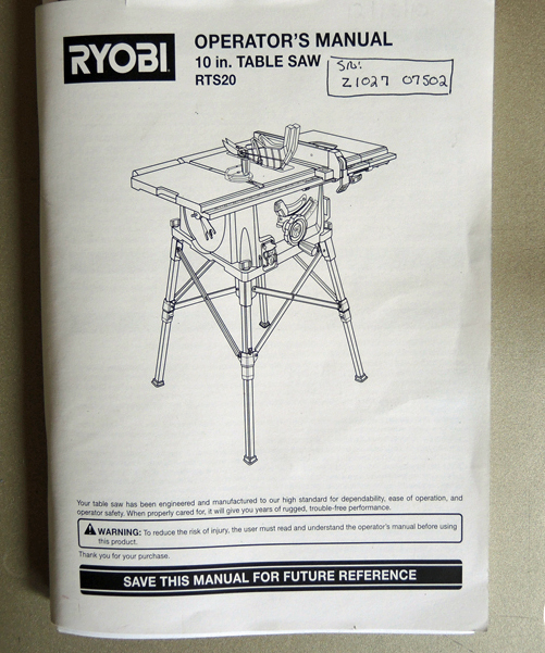 Ryobi 10" Portable Table Saw with Stand