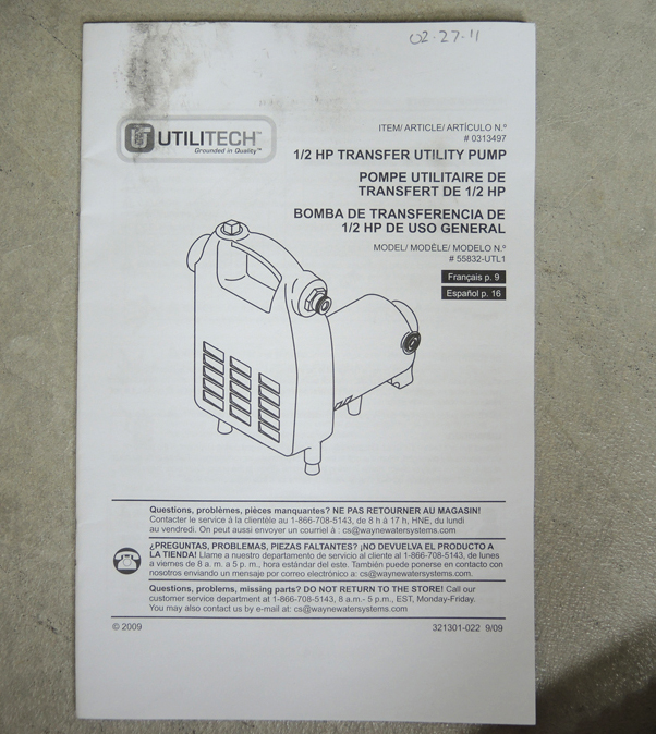 Utilitech 1/2 HP Utility Transfer Pump and Hand Pump