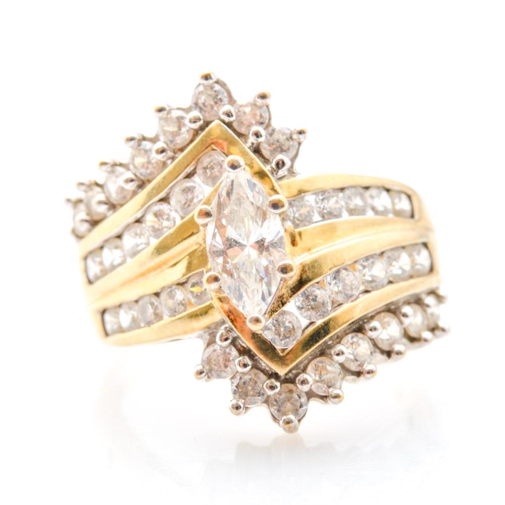 10K Yellow Gold Cubic Zirconia Cocktail Ring