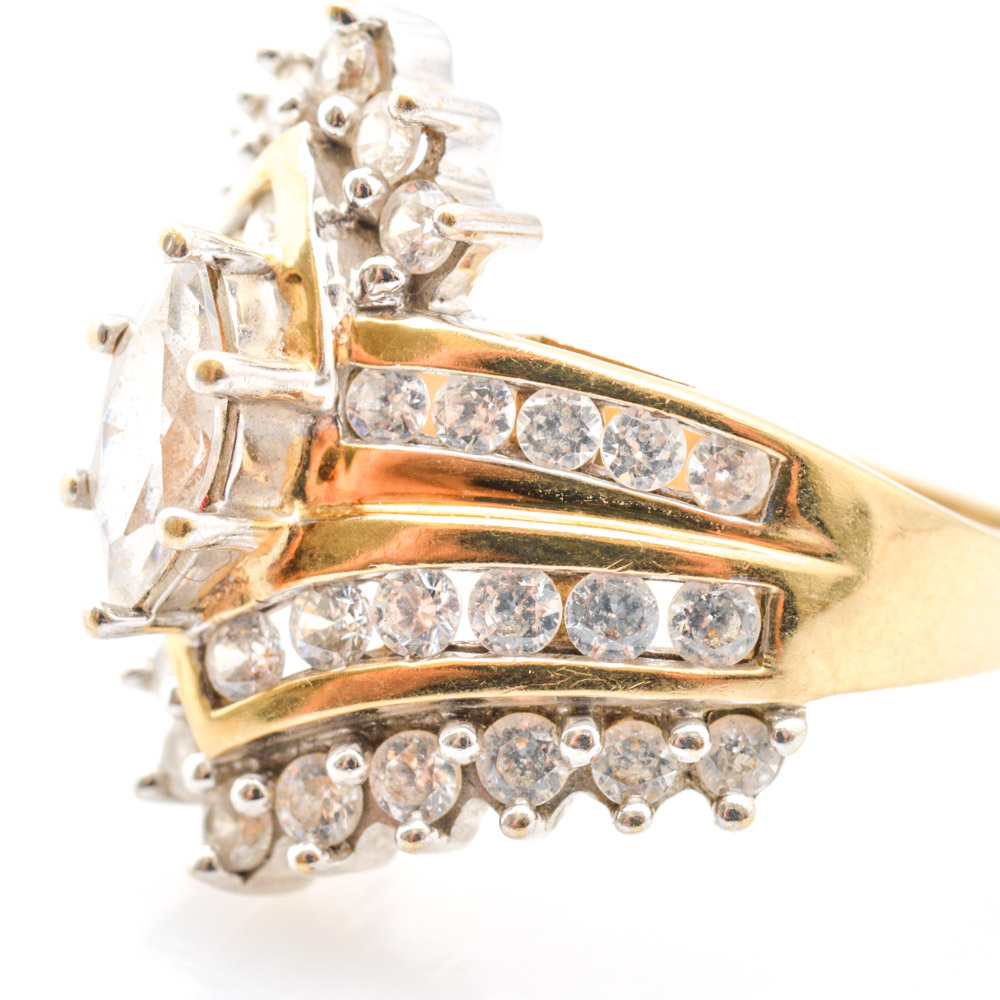 10K Yellow Gold Cubic Zirconia Cocktail Ring