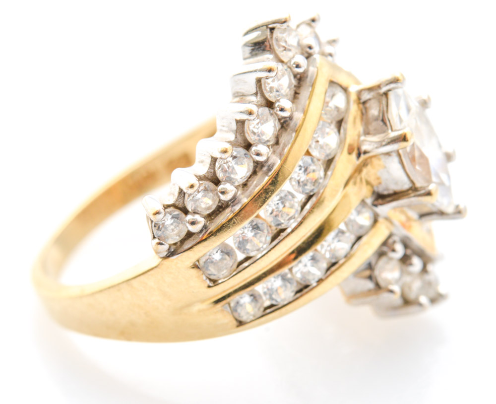 10K Yellow Gold Cubic Zirconia Cocktail Ring