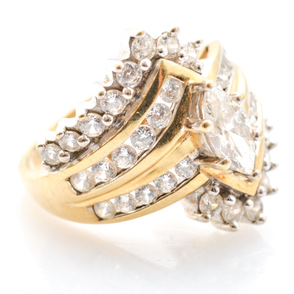 10K Yellow Gold Cubic Zirconia Cocktail Ring