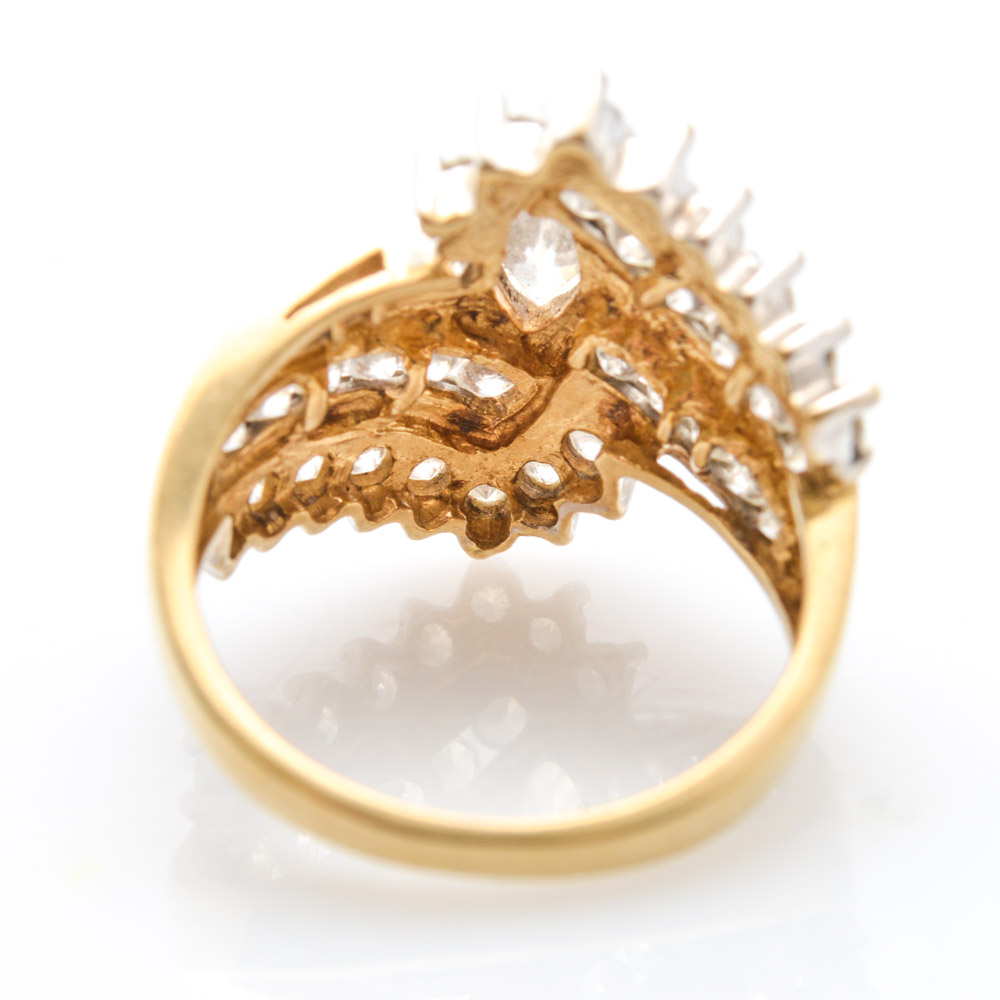 10K Yellow Gold Cubic Zirconia Cocktail Ring