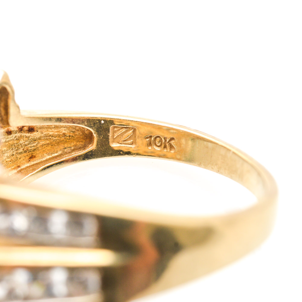 10K Yellow Gold Cubic Zirconia Cocktail Ring