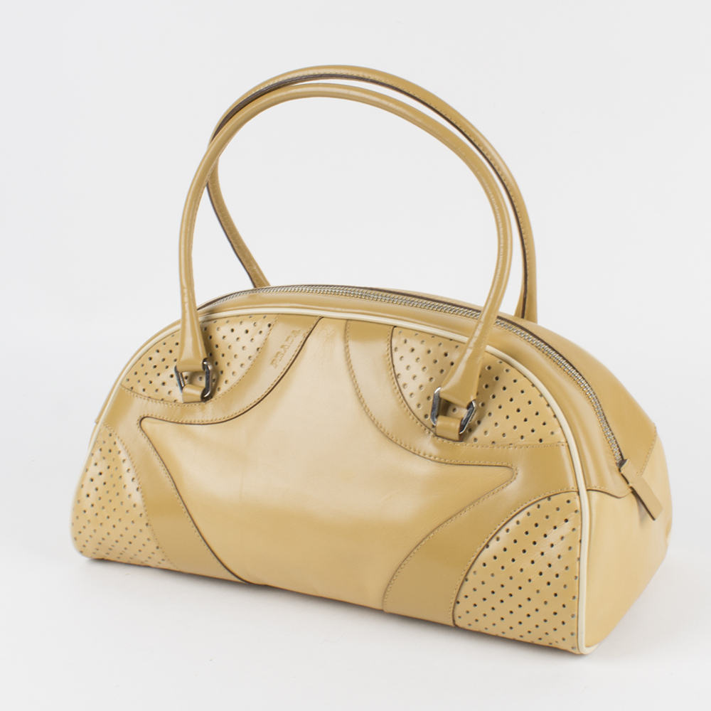 *REAL?* Prada Zippered Tan Leather Handbag