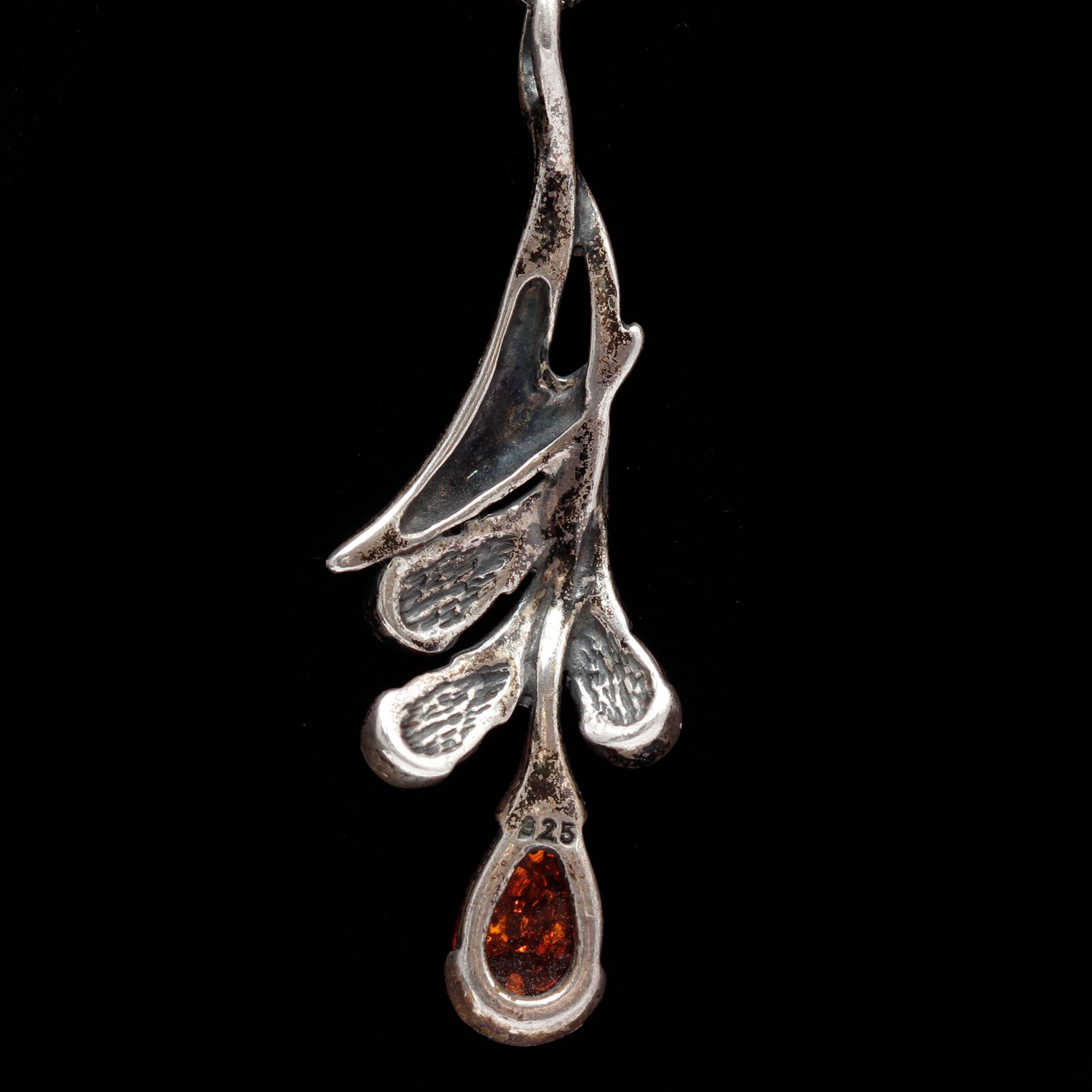 Vintage Sterling Silver and Amber Necklace