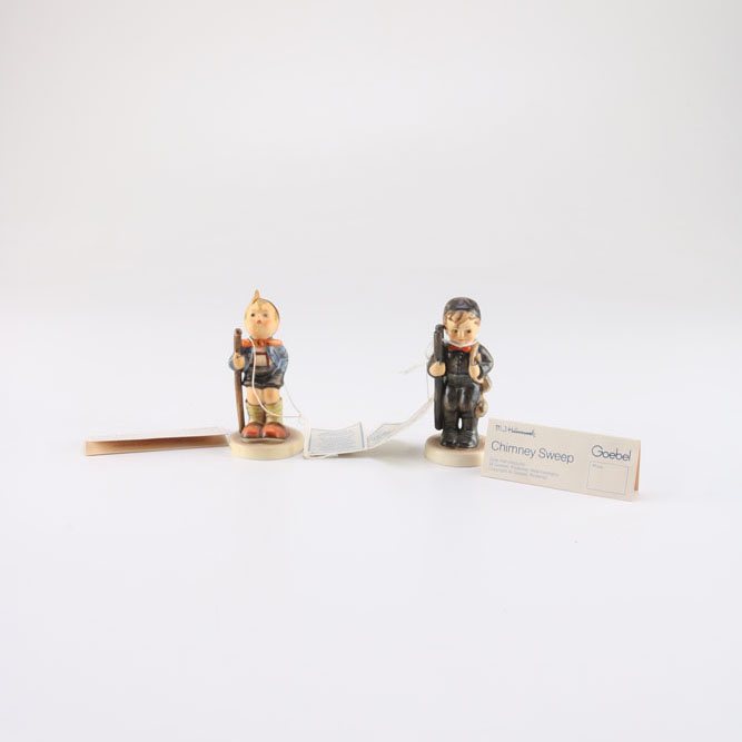 Pair of Goebel Hummel "Little Hiker" and "Chimney Sweep" Figurines