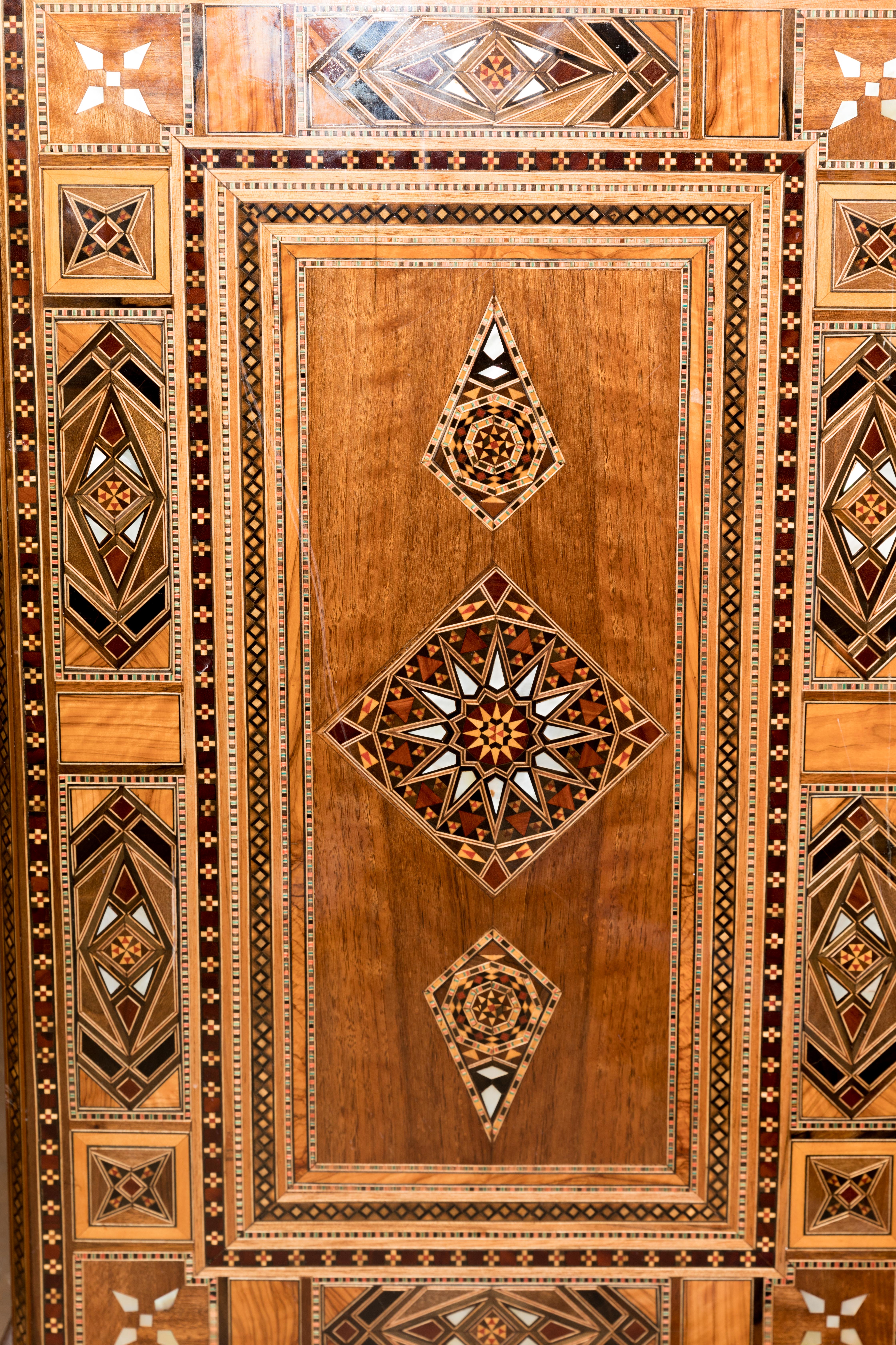 Moroccan Style Marquetry and Marble Vanity with Sink and Faucet